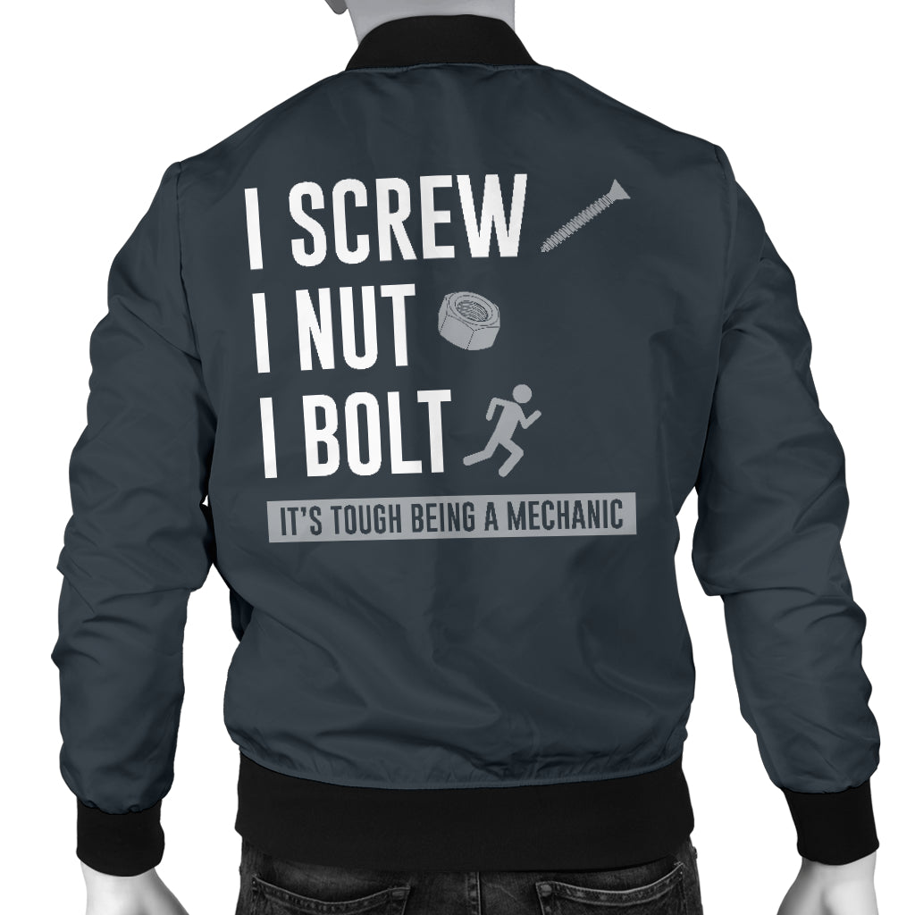 Screw Nut Bolt Men's Bomber Jacket