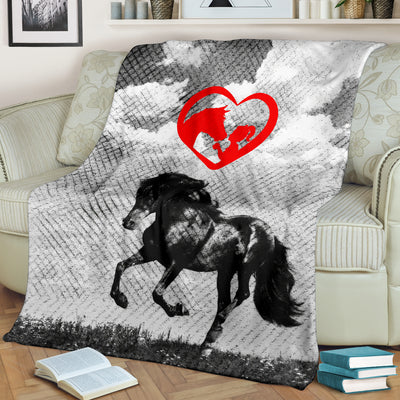 A Girl And Her Horse Premium Blanket
