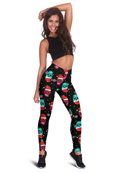 Snowy Sugar Skull Xmas Leggings