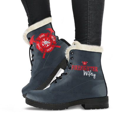 Firefighter Wifey Faux Fur Leather Boots