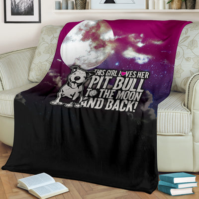 Loves Her Pit Bull To The Moon and Back Premium Blanket