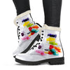 Colorful Nail Polish Womens Faux Fur Leather Boots