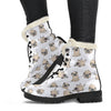 Pug Pattern Womens Faux Fur Leather Boots