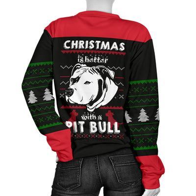 Better With A Pit Bull Women's Ugly Xmas Sweater