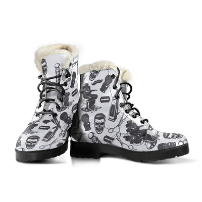 Barber Mens Faux Fur Leather Boots
