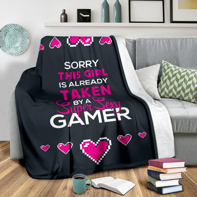 Girl Taken By A Super Sexy Gamer Premium Blanket