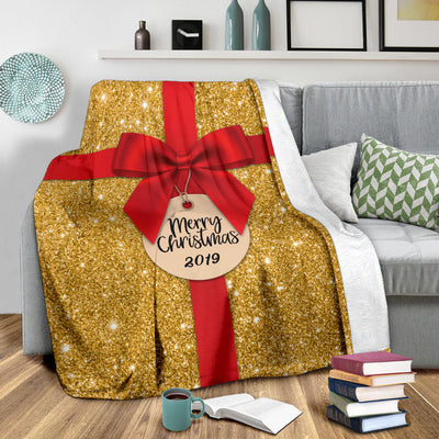 Gold Christmas Present 2019 Premium Blanket