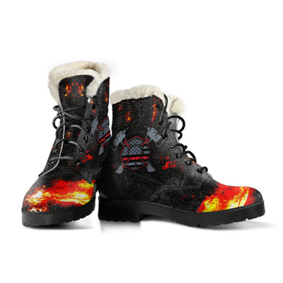 American Firefighter Mens Faux Fur Leather Boots - firefighter bestseller