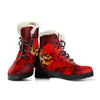 Fire Skull Mens Faux Fur Leather Boots