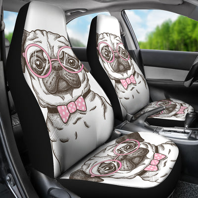 Nerd Pug Car Seat Covers (set of 2)