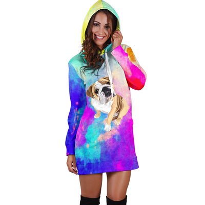 Rainbow Bulldog Hoodie Dress