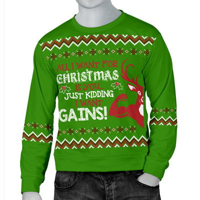 I  Want Gains Men's Ugly Xmas Sweater