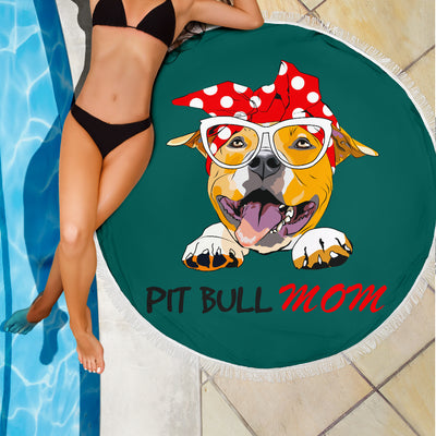 Pit Bull Mama Beach Blanket