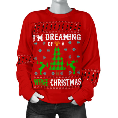 Dreaming Of A Wine Xmas Women's Ugly Xmas Sweater