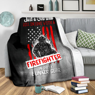 Just A Girl Who Fell In Love With A Firefighter Premium Blanket - firefighter bestseller