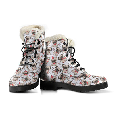 Party Pugs Womens Faux Fur Leather Boots
