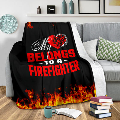 My Heart Belongs To A Firefighter Premium Blanket