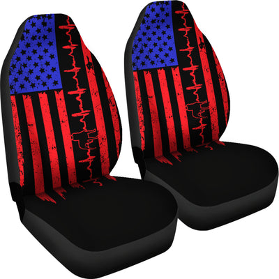 Pit Bull Heartbeat Flag Car Seat Covers (set of 2)