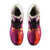 Neon Wine Womens Faux Fur Leather Boots