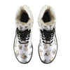 Pug Pattern Womens Faux Fur Leather Boots