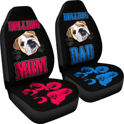 Bulldog Mom and Dad Car Seat Covers (set of 2)