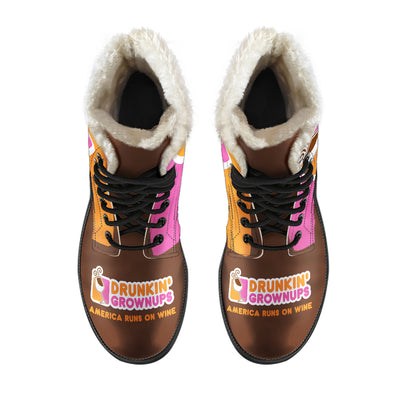 Drunkin Grownups Womens Faux Fur Leather Boots