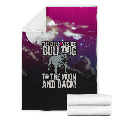 Loves Her Bulldog To The Moon and Back Premium Blanket