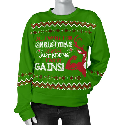 I Want Gains Women's Ugly Xmas Sweater