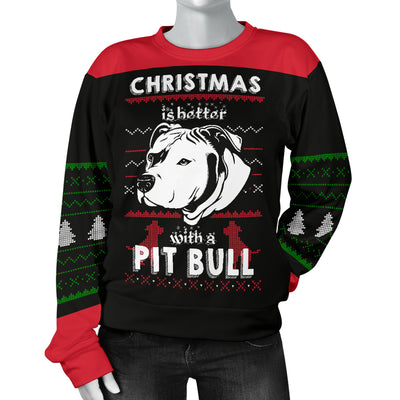 Better With A Pit Bull Women's Ugly Xmas Sweater