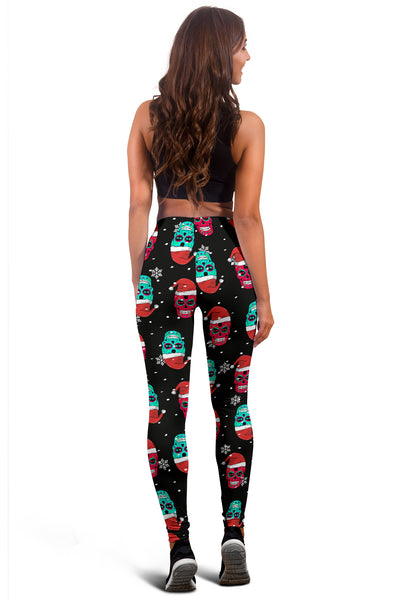 Snowy Sugar Skull Xmas Leggings