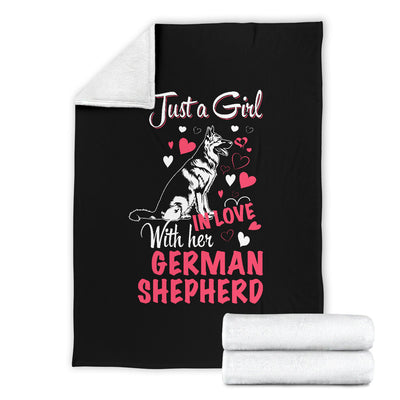Just A Girl In Love With Her German Shepherd Premium Blanket