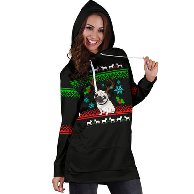 Reindeer Pug Hoodie Dress