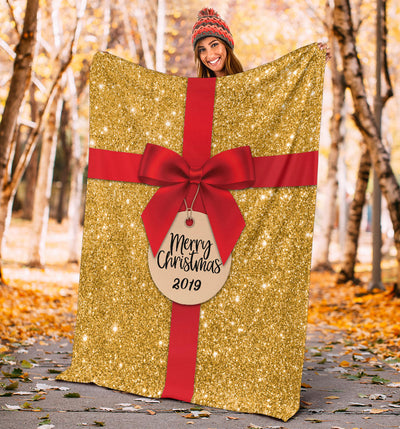 Gold Christmas Present 2019 Premium Blanket