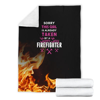 Girl Taken By Sexy Firefighter Premium Blanket