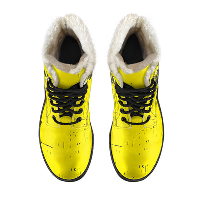 Yellow Pug Womens Faux Fur Leather Boots