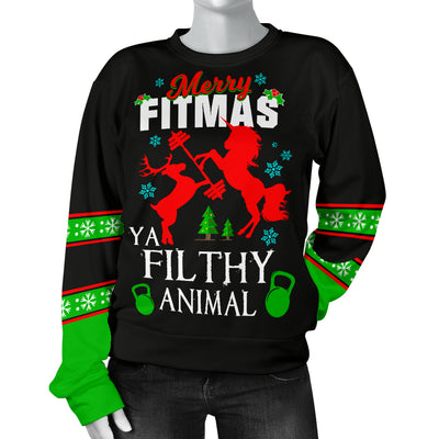 Merry Fitmas Ya Filthy Animal Women's Ugly Xmas Sweater