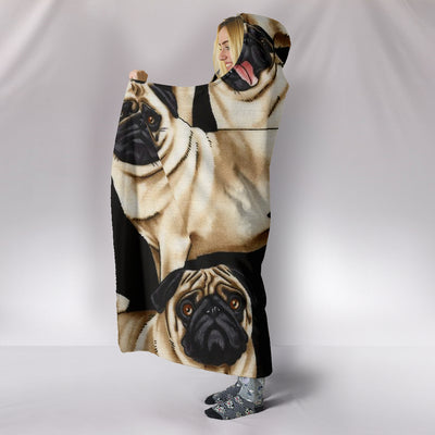 Bunch of Pugs Hooded Blanket