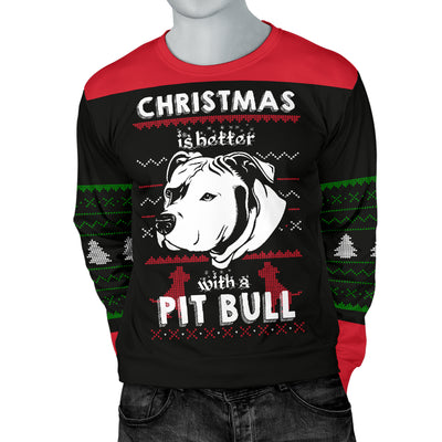 Better With A Pit Bull Men's Ugly Xmas Sweater