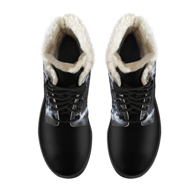 Snow Pug Mens Faux Fur Leather Boots