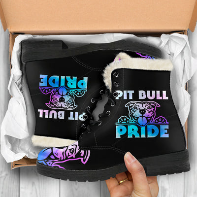 Pit Bull Pride Womens Faux Fur Leather Boots