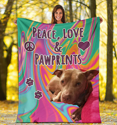 Peace Love and Pawprints Pit Bull Premium Blanket