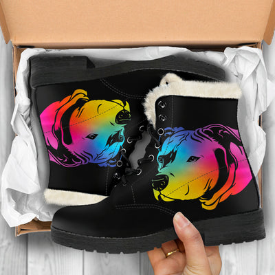 Rainbow Pit Womens Faux Fur Leather Boots