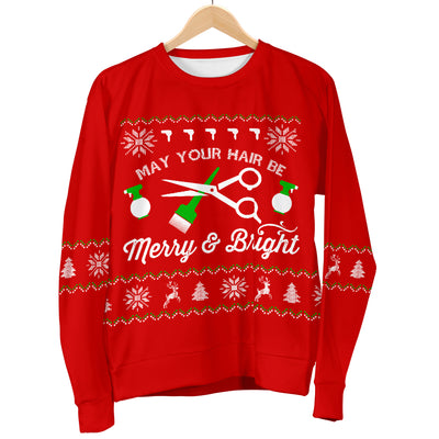 Merry and Bright Hair Women's Ugly Xmas Sweater
