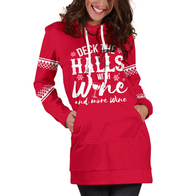 Deck The Halls With Wine Hoodie Dress