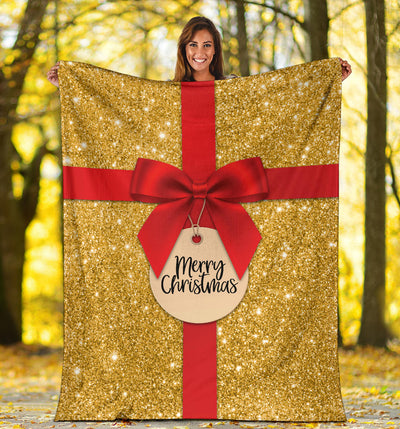 Gold Christmas Present Premium Blanket