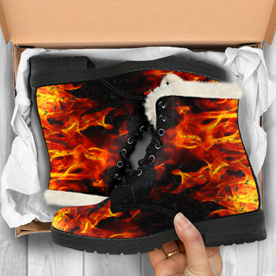 Fire Mens Faux Fur Leather Boots
