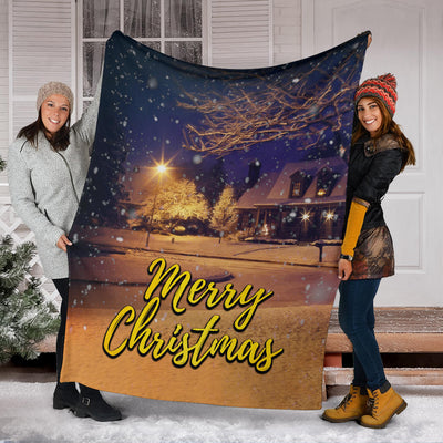 Christmas Night Scene Premium Blanket