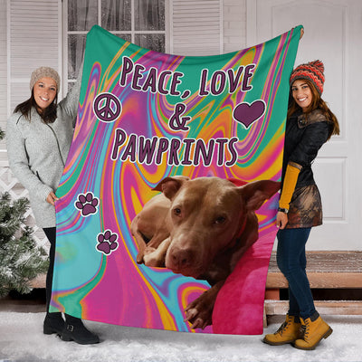 Peace Love and Pawprints Pit Bull Premium Blanket
