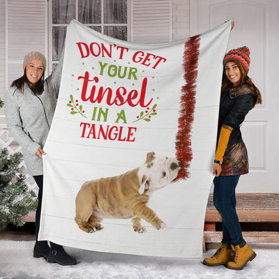 Don't Get Your Tinsel in a Tangle Bulldog Premium Blanket