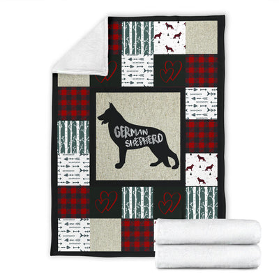 Woodland Patchwork German Shepherd Premium Blanket